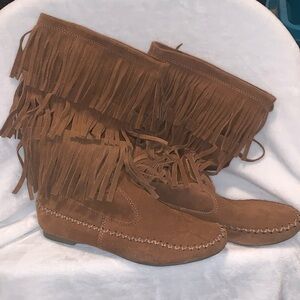 Lauren Conrad fringe leather boots